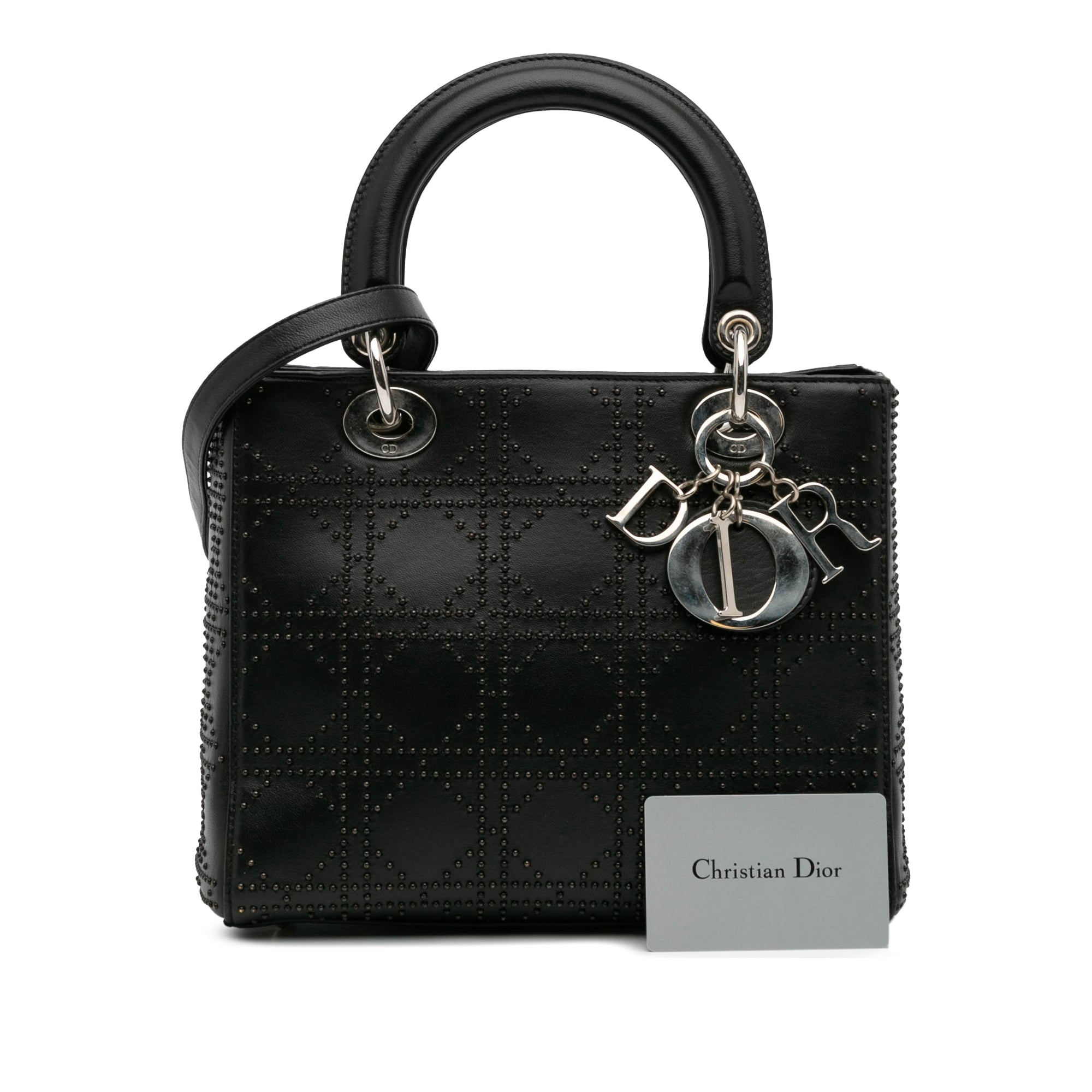 Medium Calfskin Cannage Studded Lady Dior