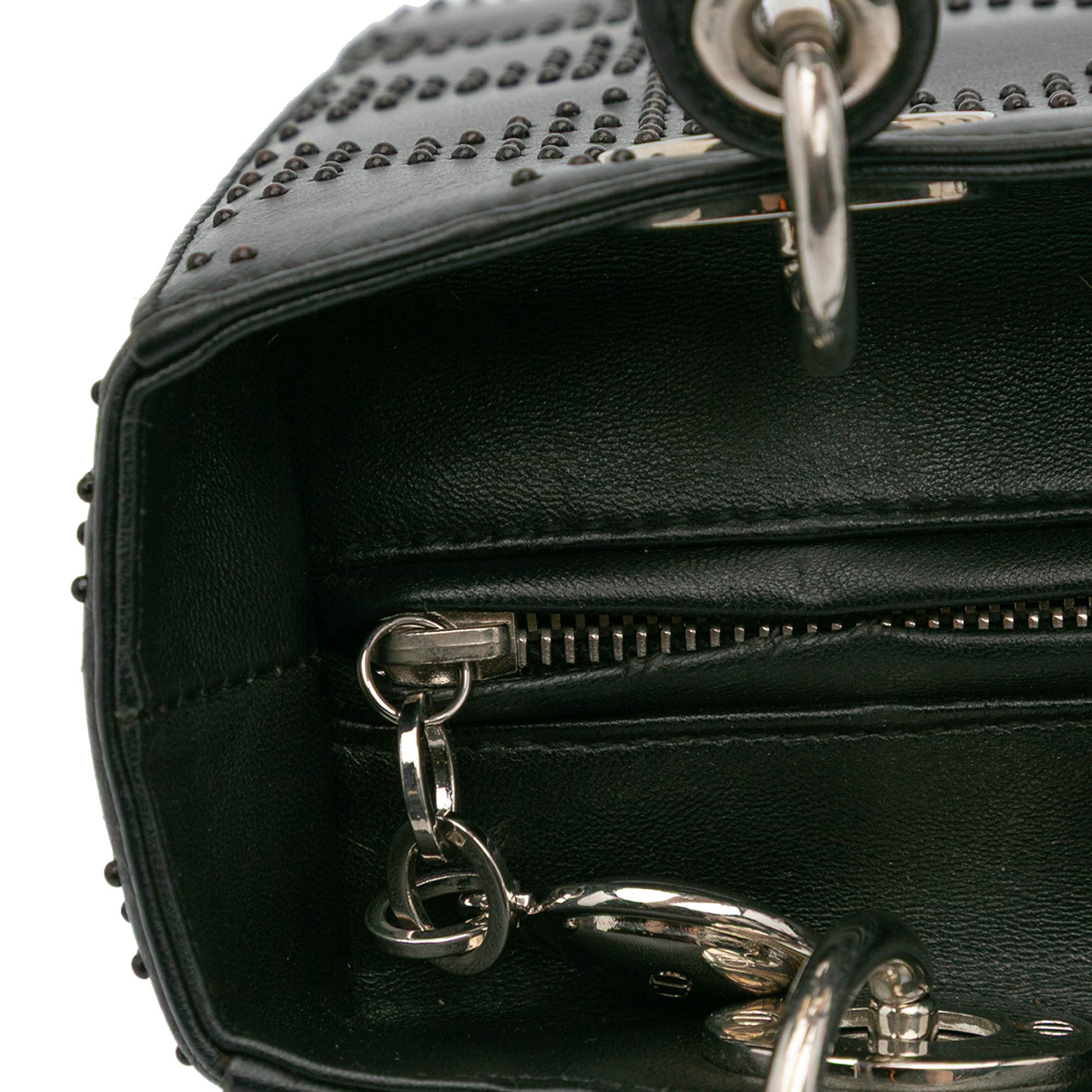 Medium Calfskin Cannage Studded Lady Dior