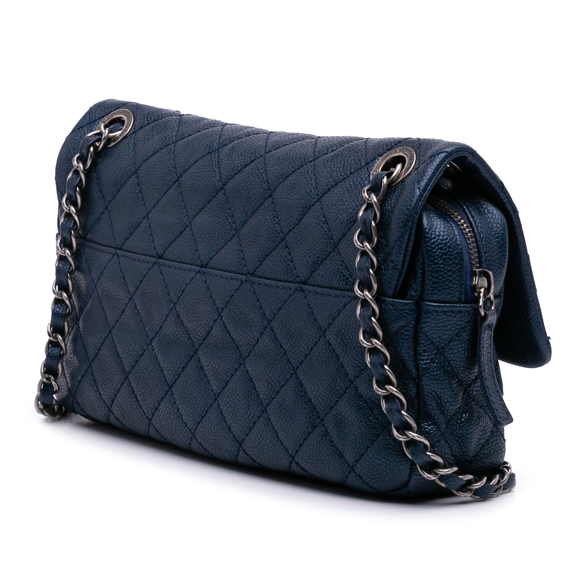 Medium Quilted Iridescent Caviar Easy Flap