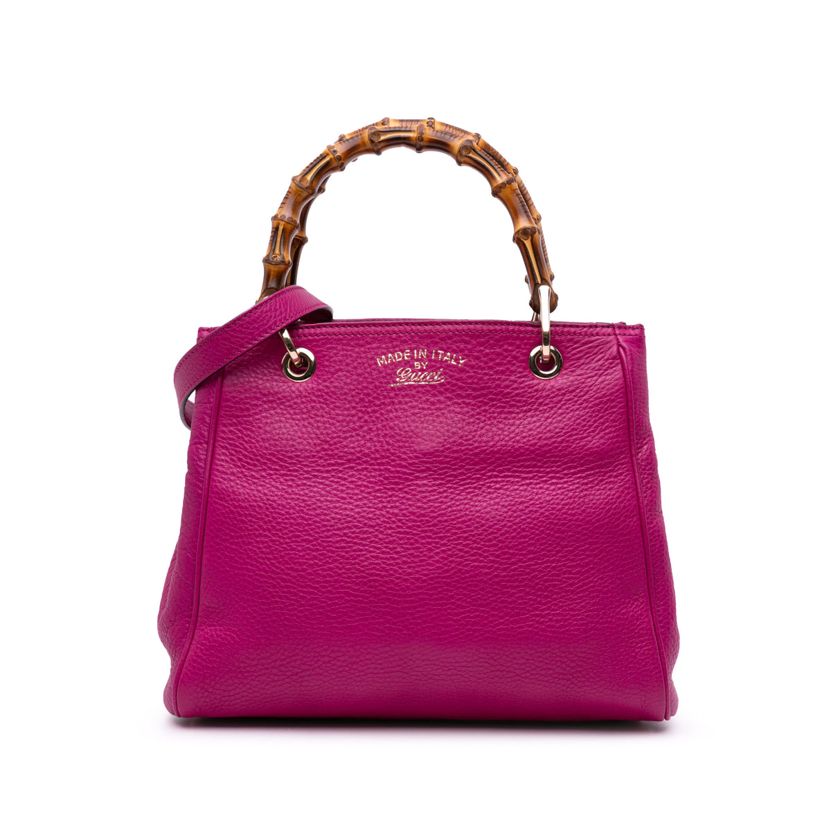 Small Calfskin Bamboo Shopper Satchel