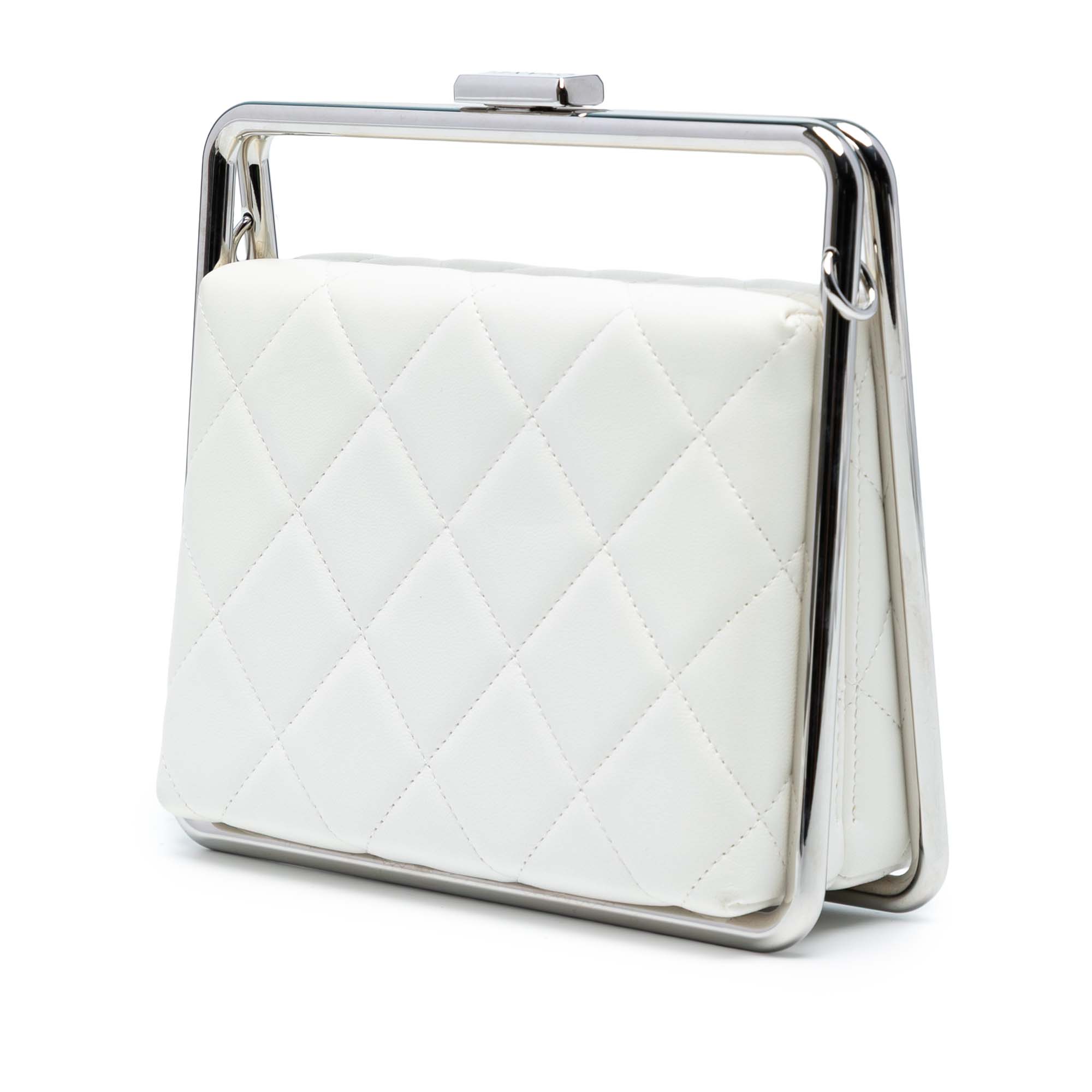 Quilted Lambskin Metal Bar Convertible Clutch