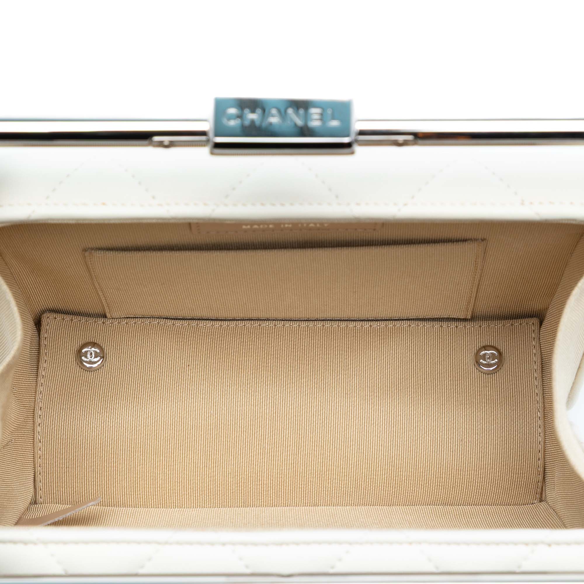 Quilted Lambskin Metal Bar Convertible Clutch