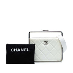 Quilted Lambskin Metal Bar Convertible Clutch