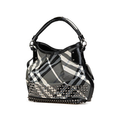 Studded Beat Check Nylon Tote