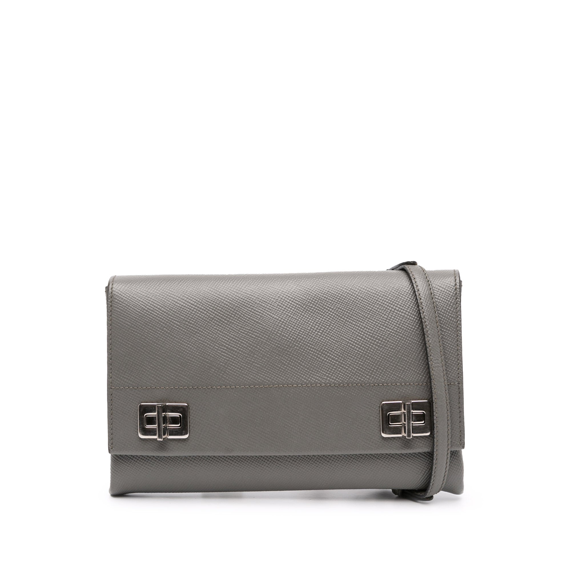 Saffiano Cuir Twist Lock Chain Flap