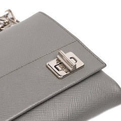 Saffiano Cuir Twist Lock Chain Flap