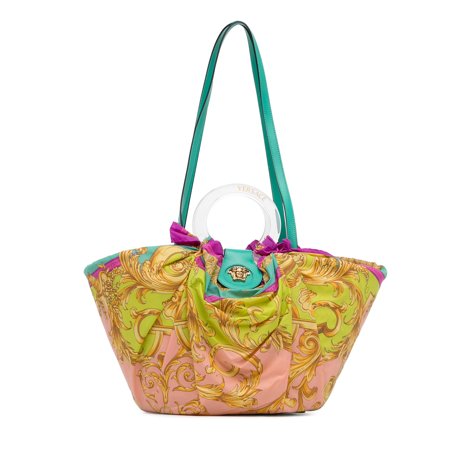 La Medusa Silk & Raffia Basket Bag