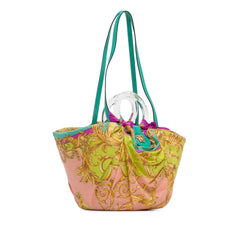 La Medusa Silk & Raffia Basket Bag