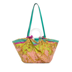 La Medusa Silk & Raffia Basket Bag