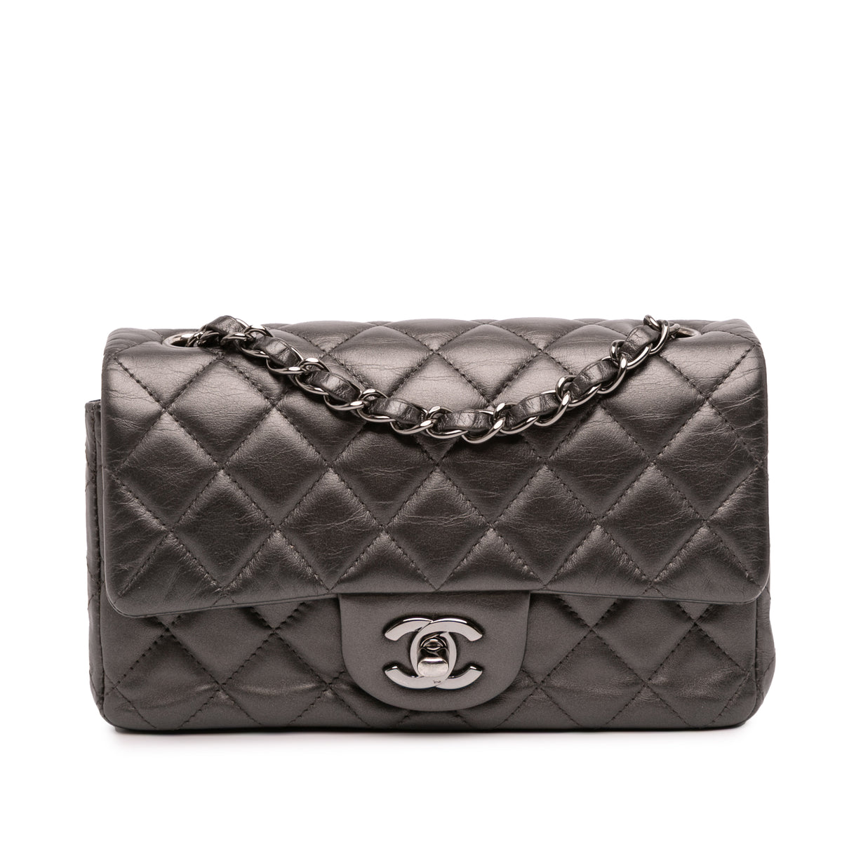 Mini Rectangular Classic Metallic Lambskin Single Flap