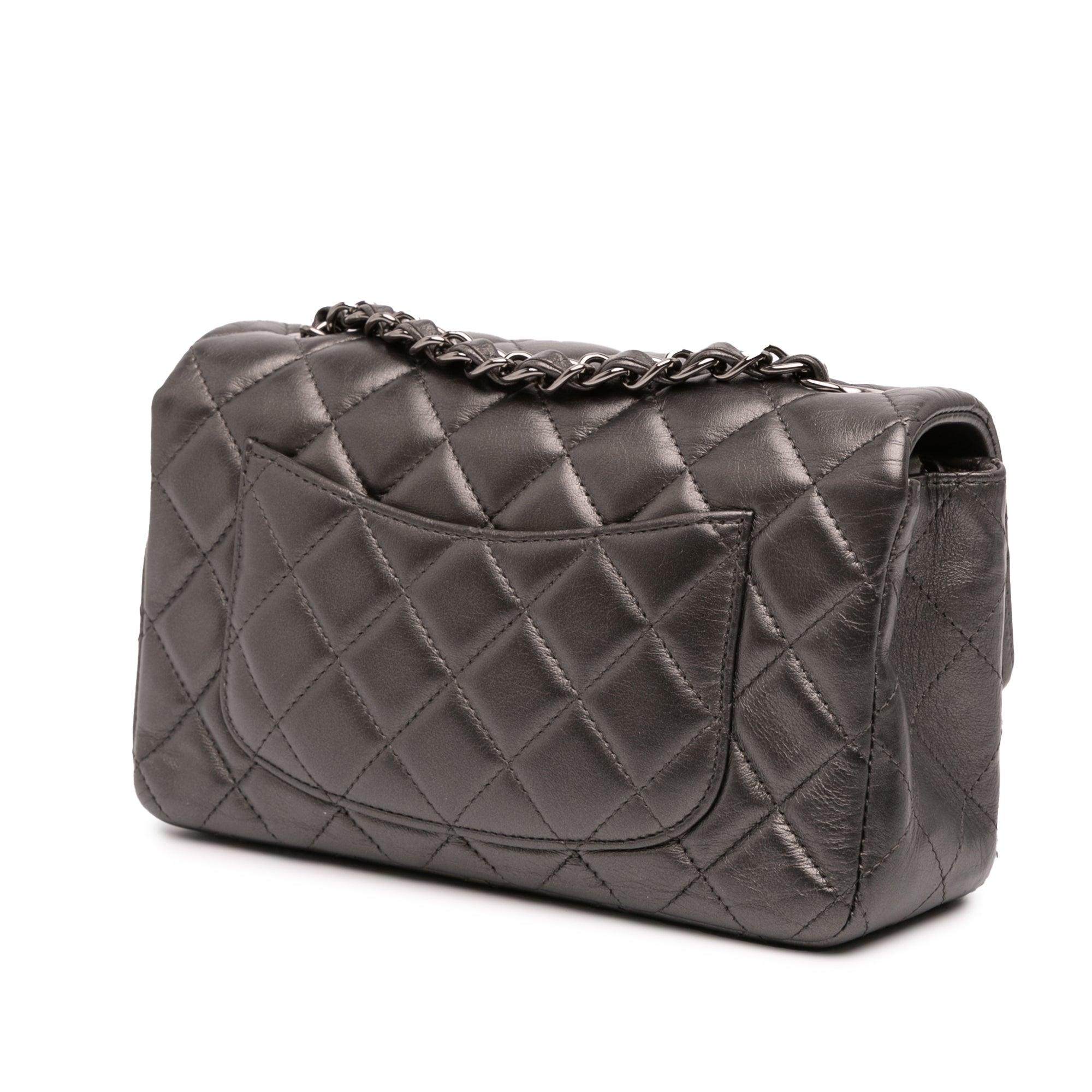 Mini Rectangular Classic Metallic Lambskin Single Flap