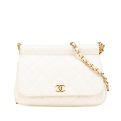 Quilted Caviar Frame Flap Clutch with Chain