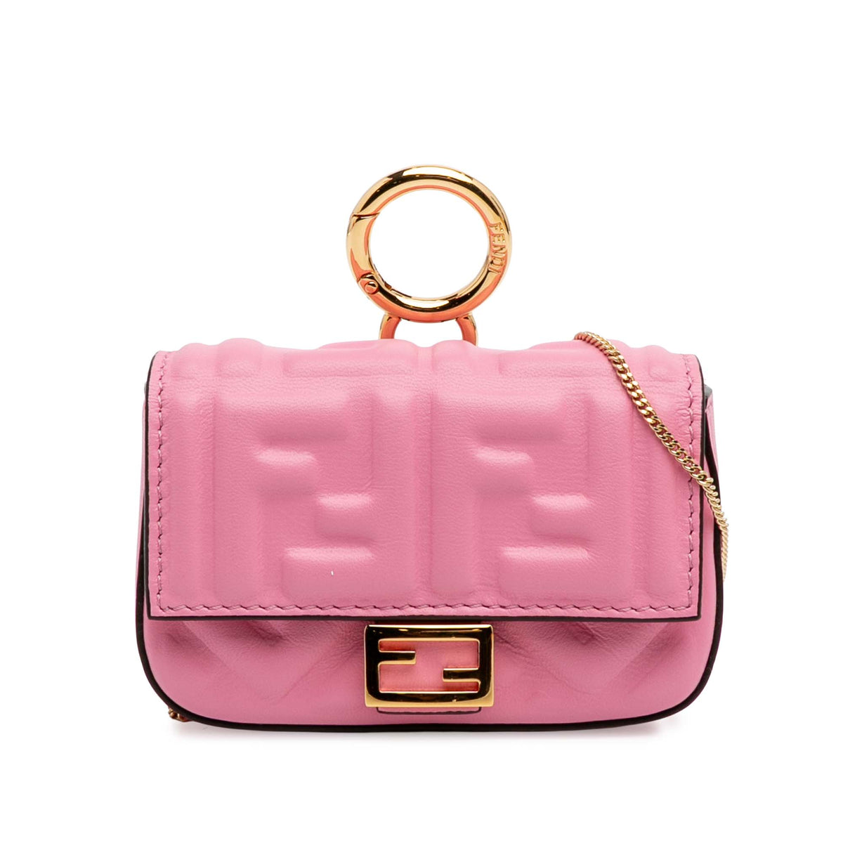 Nano Zucca Embossed Leather Baguette Charm