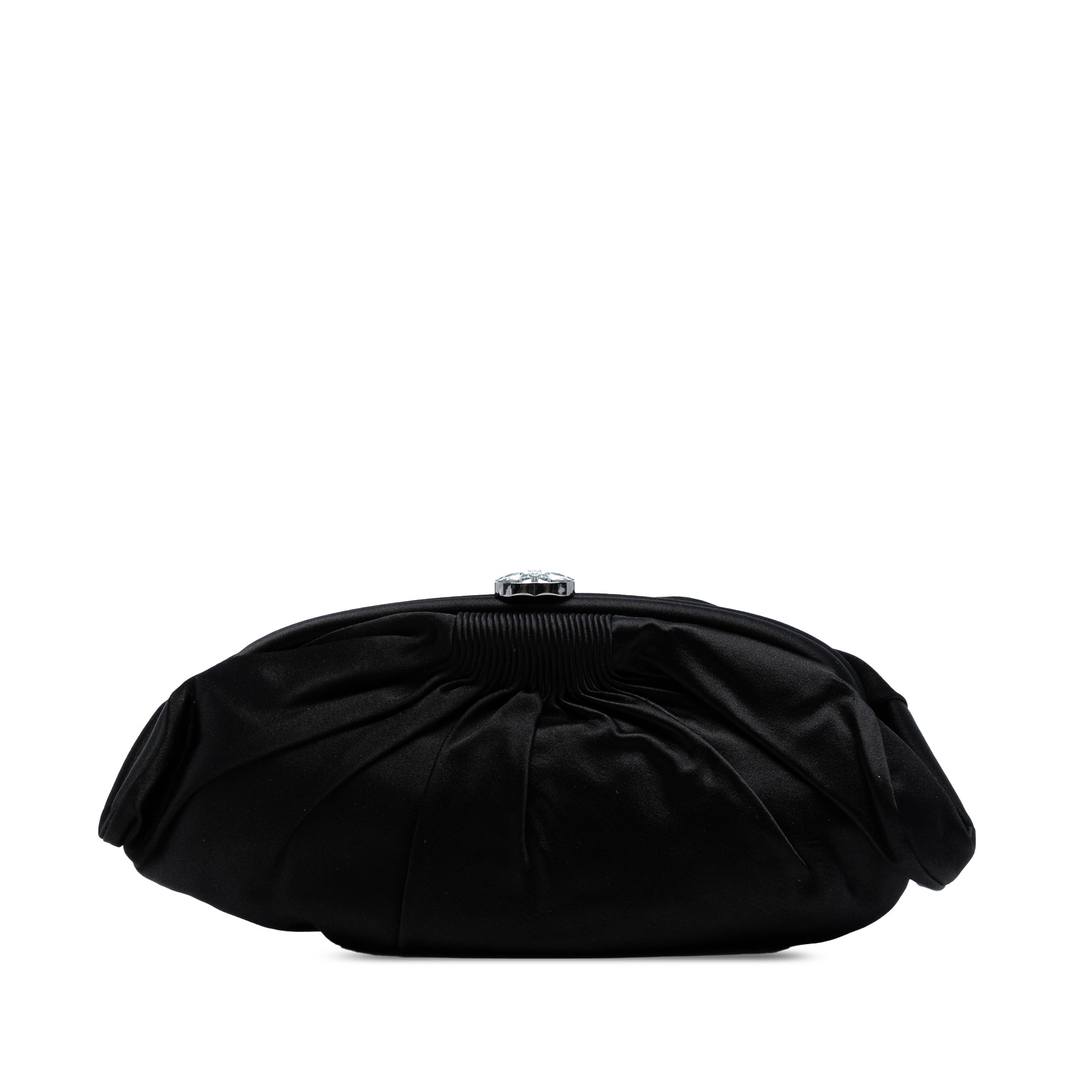 CC Pleated Satin Frame Evening Clutch