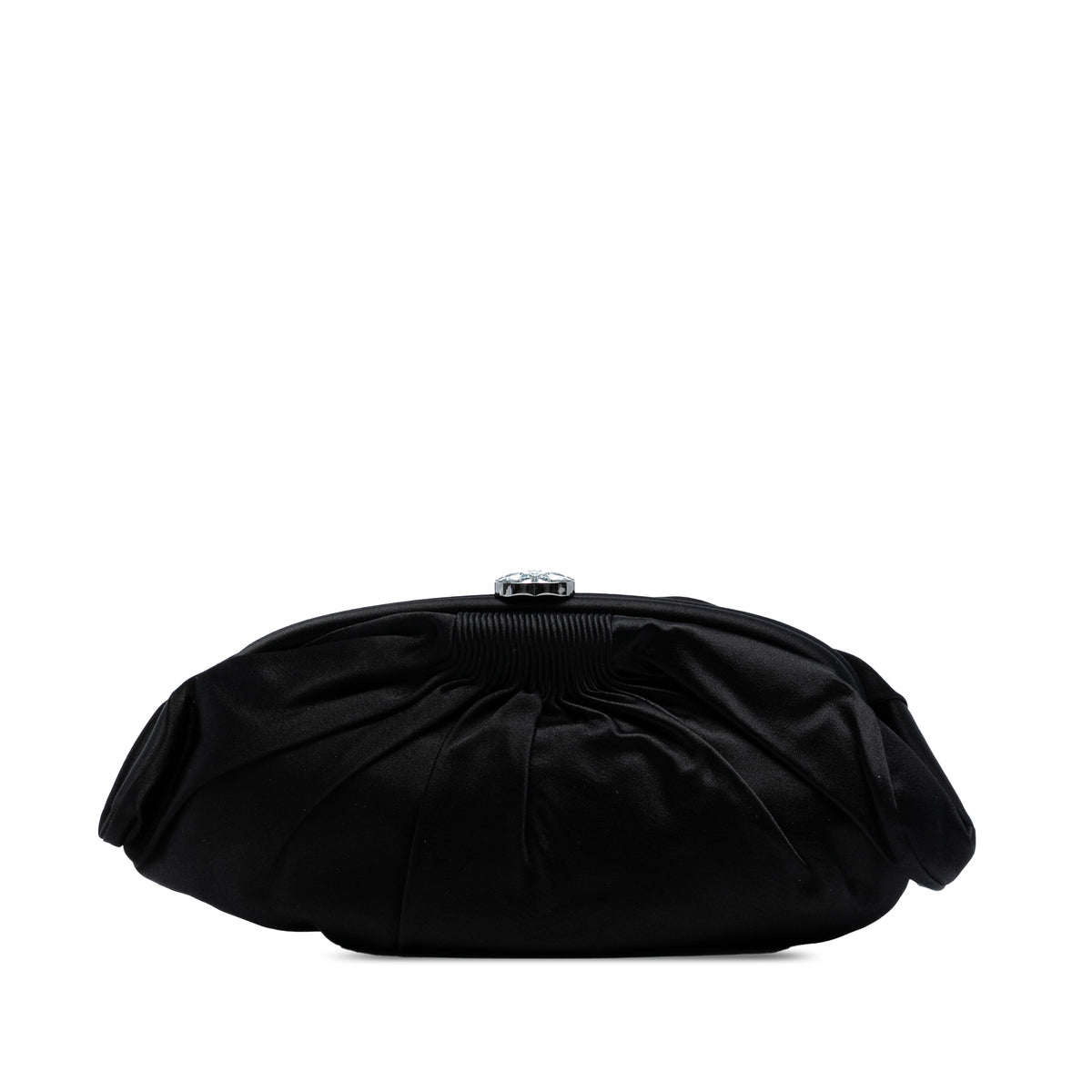 CC Pleated Satin Frame Evening Clutch