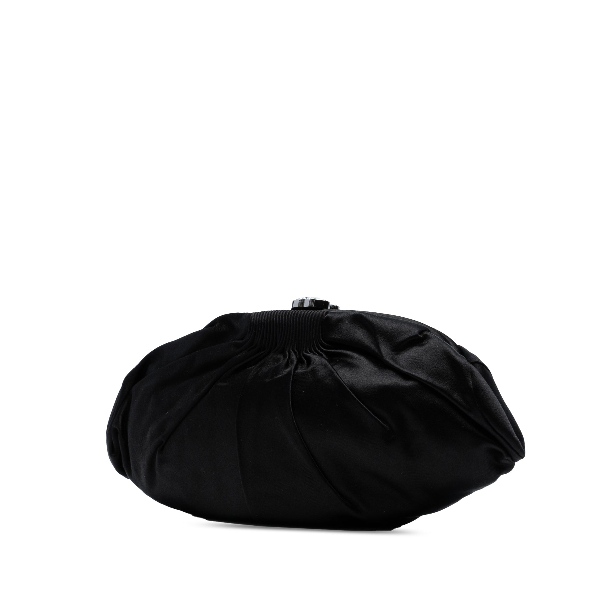 CC Pleated Satin Frame Evening Clutch