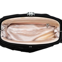 CC Pleated Satin Frame Evening Clutch