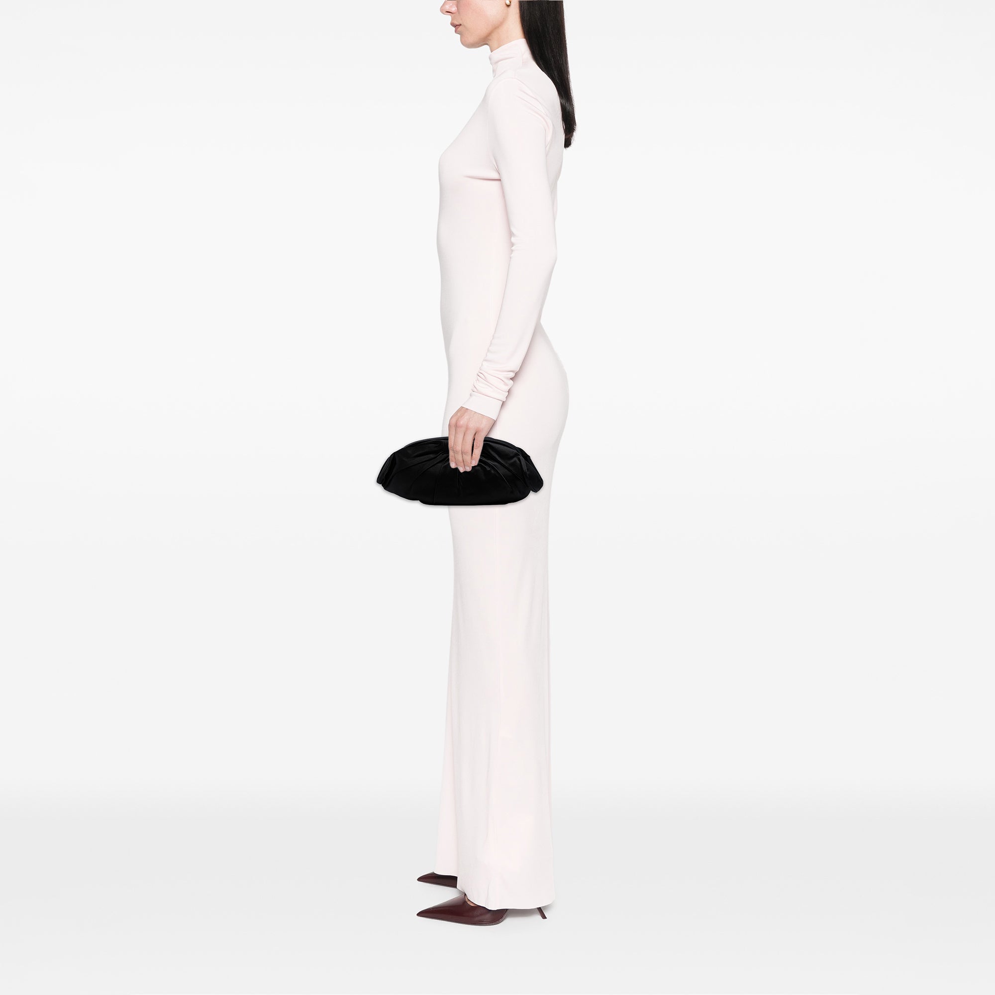 CC Pleated Satin Frame Evening Clutch