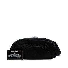 CC Pleated Satin Frame Evening Clutch