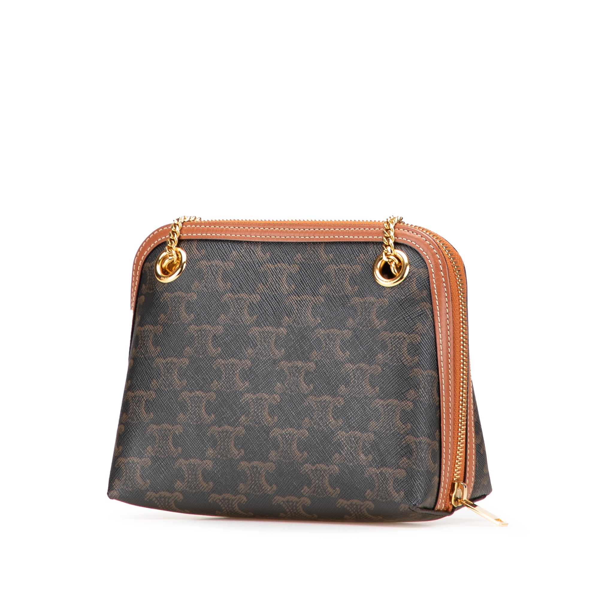 Triomphe Coated Canvas Clutch On Chain