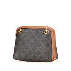 Triomphe Coated Canvas Clutch On Chain
