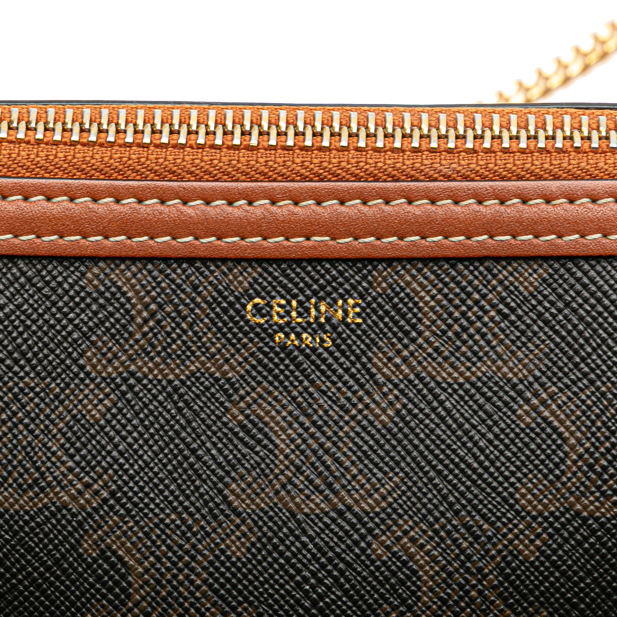 Triomphe Coated Canvas Clutch On Chain