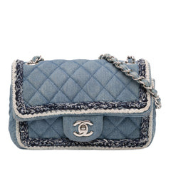 Mini Rectangular Classic Denim Braided Single Flap