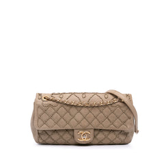 Calfskin Stitched Motif Flap
