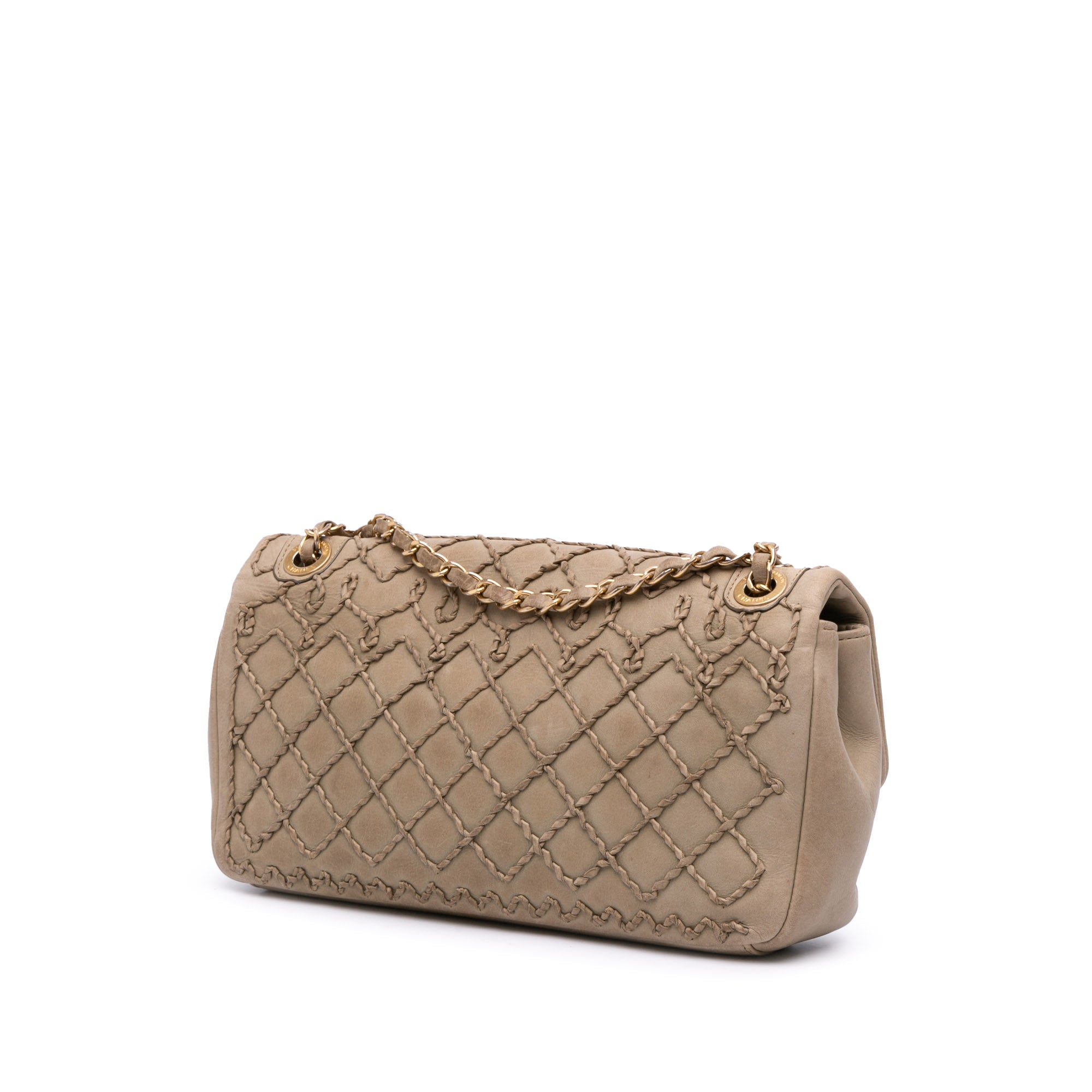 Calfskin Stitched Motif Flap
