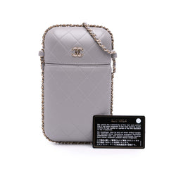 CC Quilted Lambskin Chain Around Phone Holder