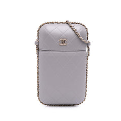 CC Quilted Lambskin Chain Around Phone Holder
