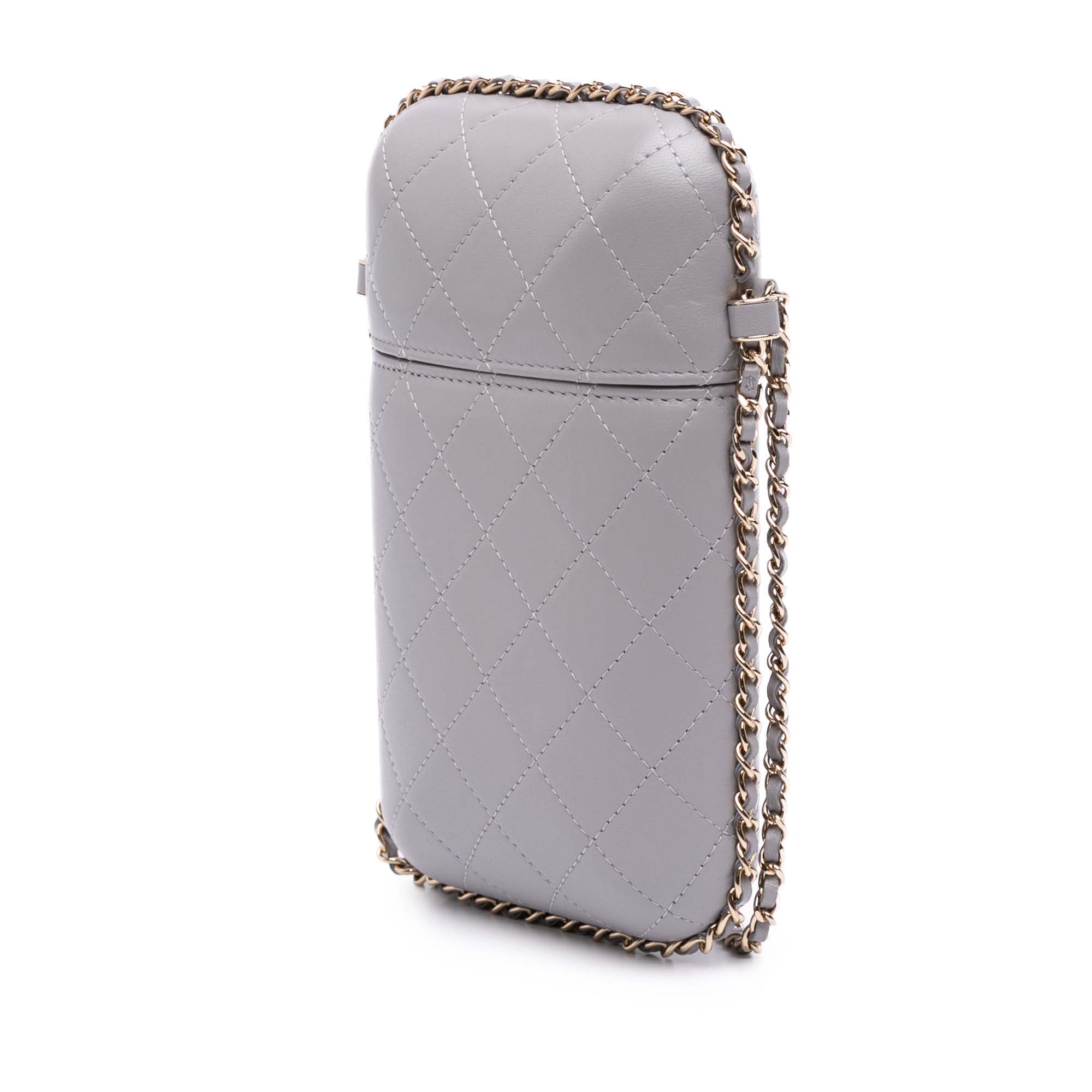 CC Quilted Lambskin Chain Around Phone Holder