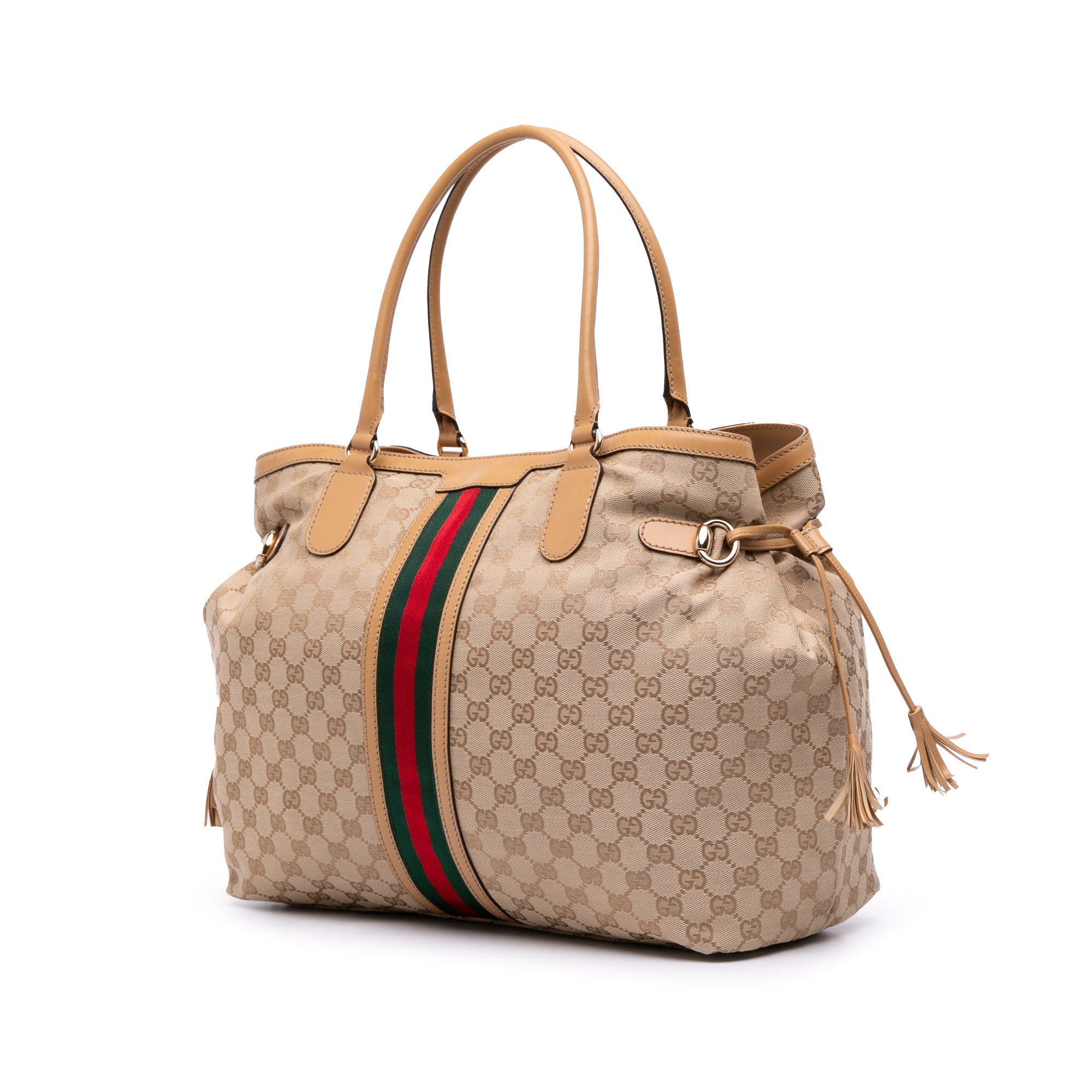 GG Canvas Web Tassel Tote