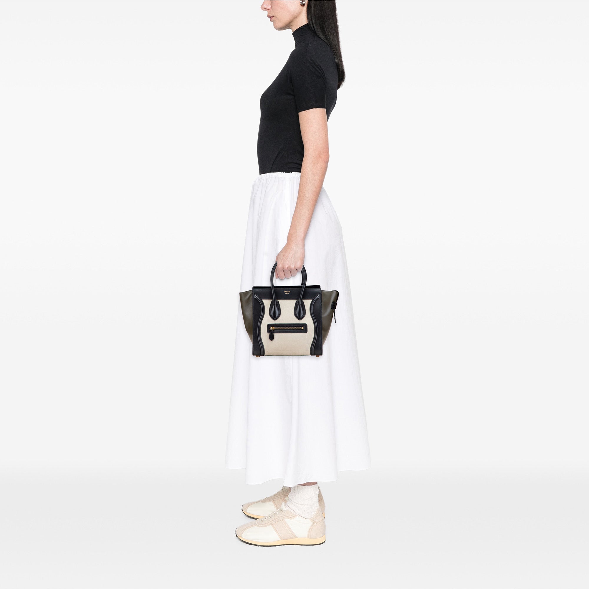 Micro Tricolor Leather Luggage Tote