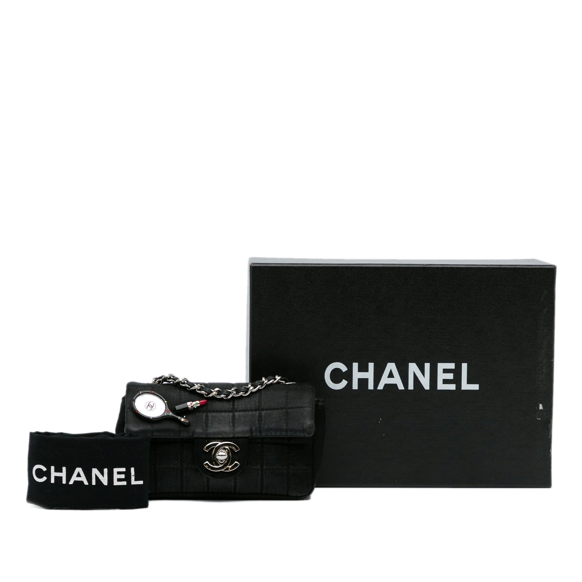 Extra Mini Satin Choco Bar Charms Flap Bag