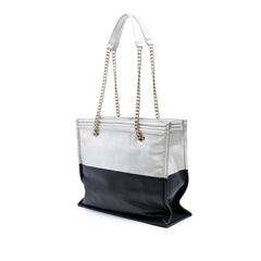 Large Bicolor Metallic Goatskin and Calfskin Boy Tote
