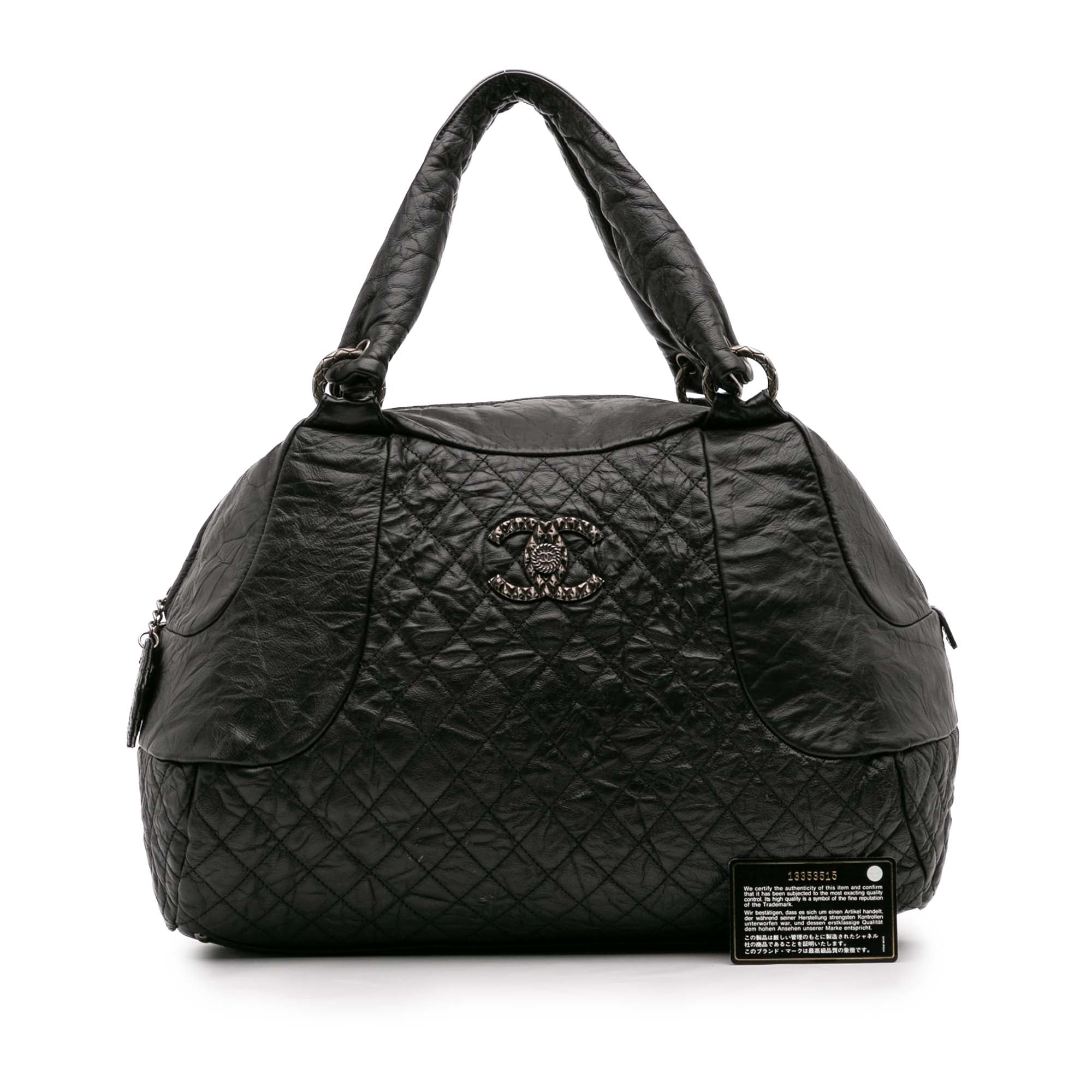 CC Quilted Aged Calfskin Coco Rider Bowling Bag
