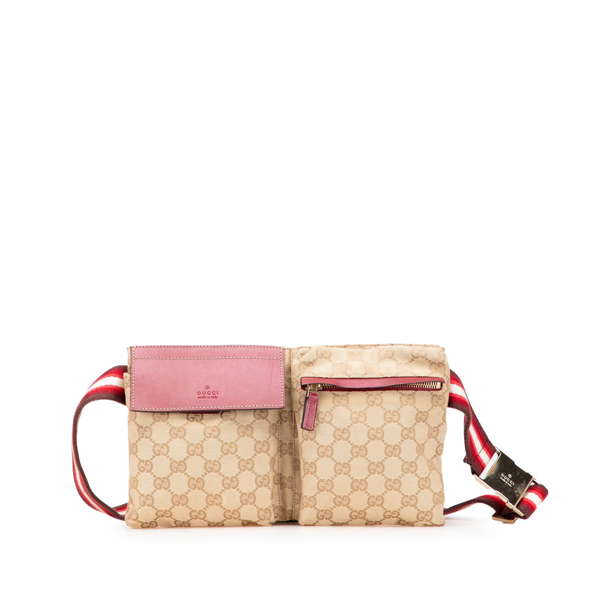 GG Canvas Web Double Pocket Belt Bag