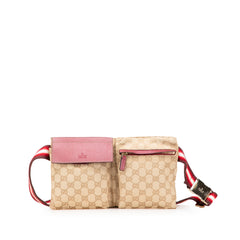 GG Canvas Web Double Pocket Belt Bag