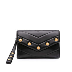 Chevron Lambskin CC Medallion Button Flap Clutch