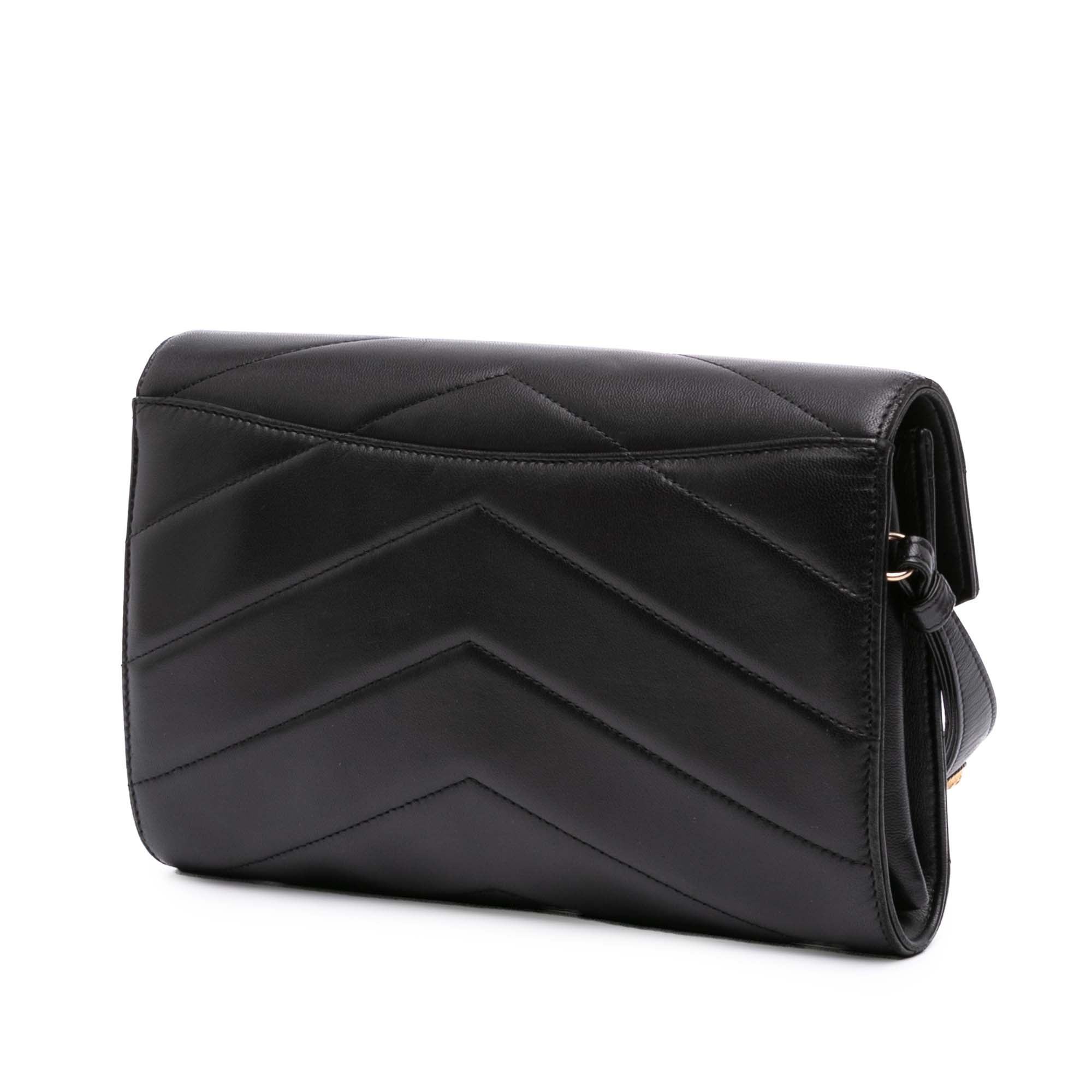 Chevron Lambskin CC Medallion Button Flap Clutch