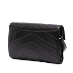 Chevron Lambskin CC Medallion Button Flap Clutch