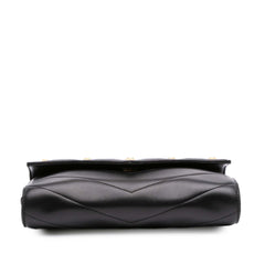 Chevron Lambskin CC Medallion Button Flap Clutch