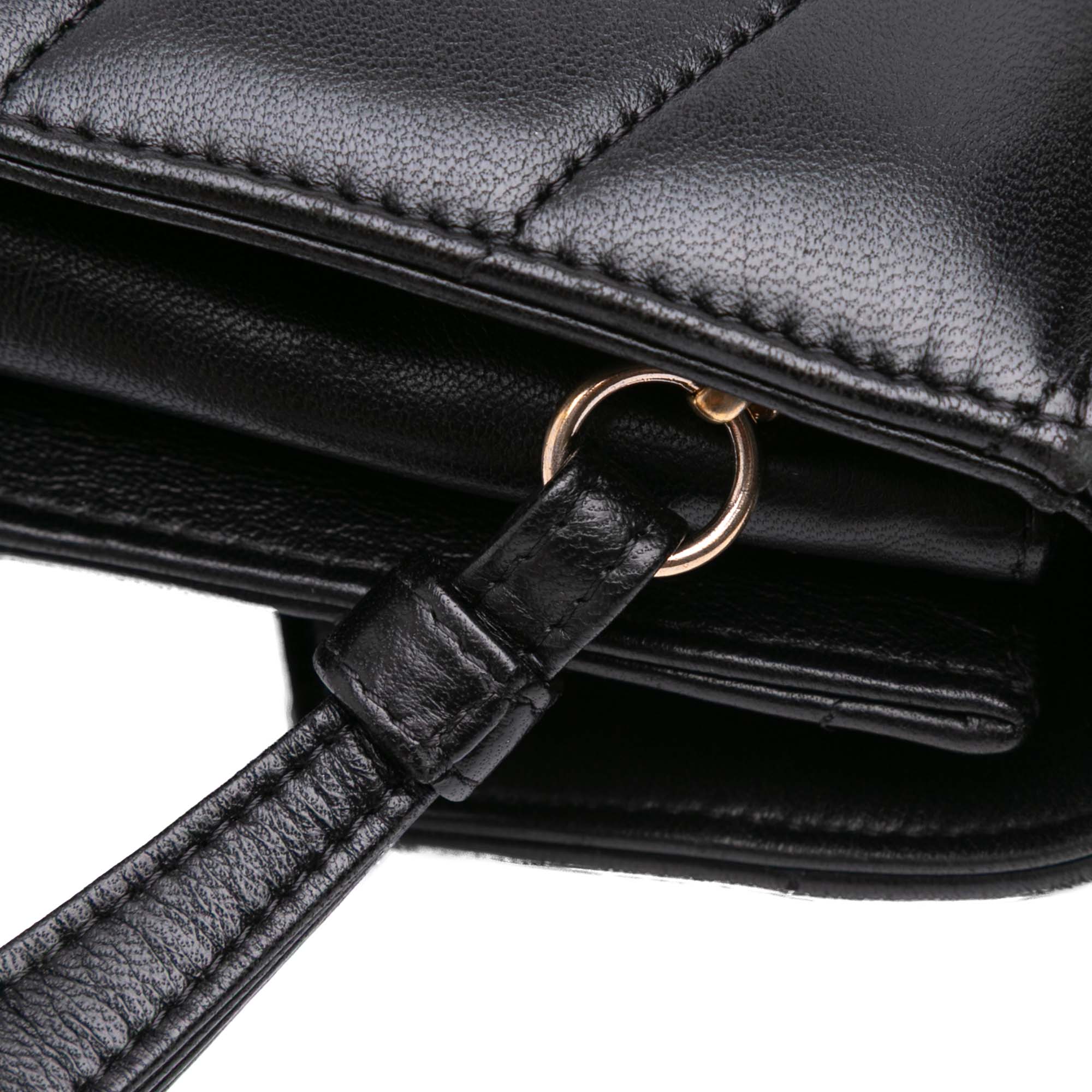 Chevron Lambskin CC Medallion Button Flap Clutch