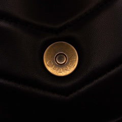Chevron Lambskin CC Medallion Button Flap Clutch