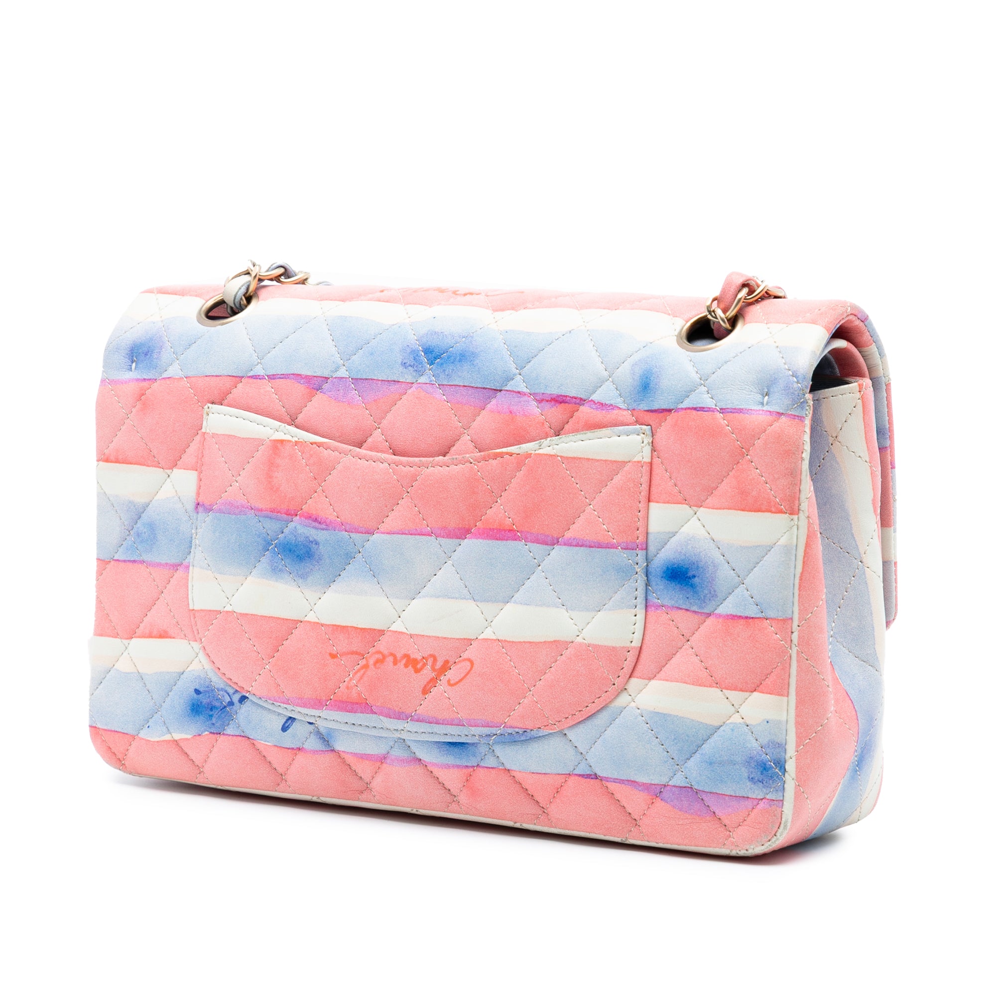 Medium Classic Printed Lambskin Watercolor Double Flap