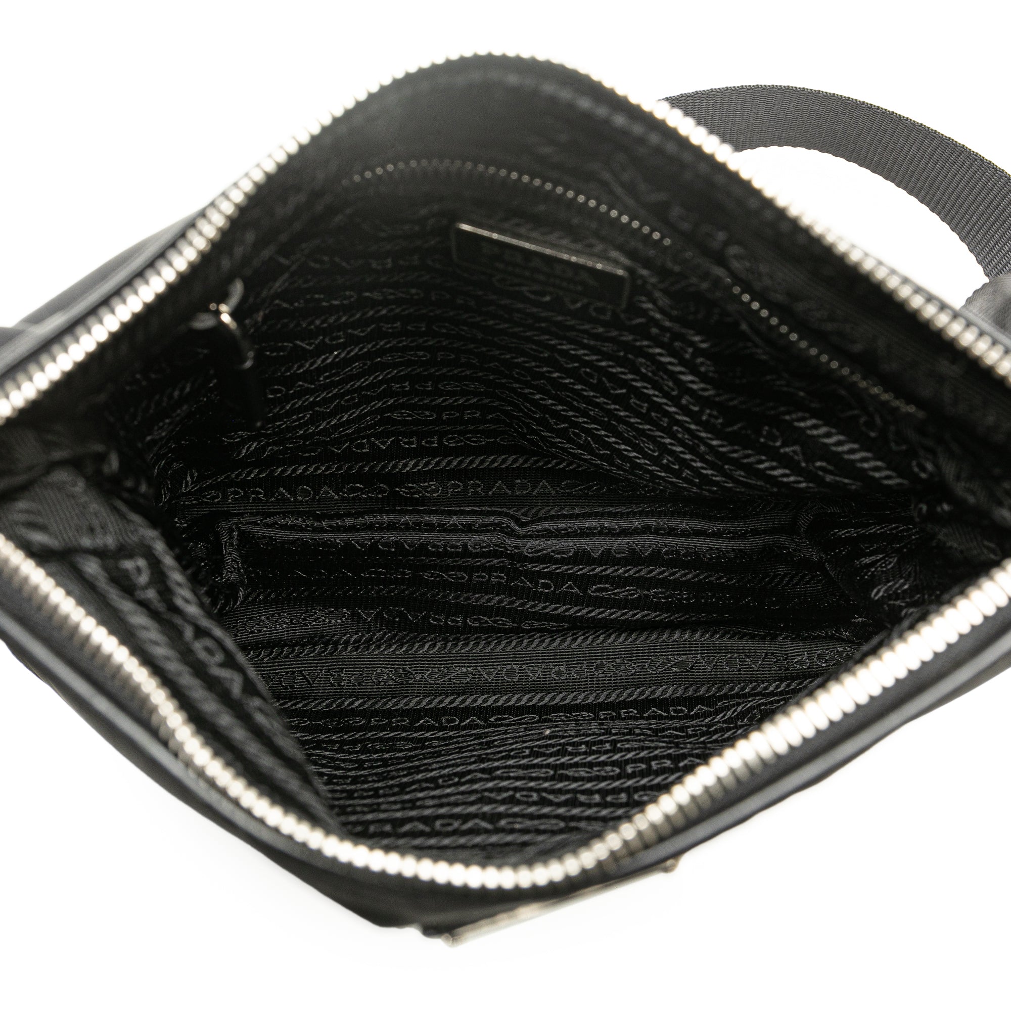 Vitello Trimmed Tessuto Zip Top Crossbody