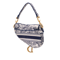 Canvas Embroidered Toile de Jouy Saddle Bag