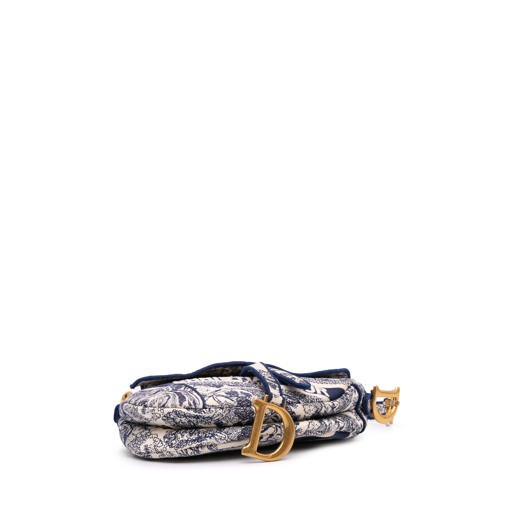 Canvas Embroidered Toile de Jouy Saddle Bag