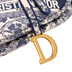 Canvas Embroidered Toile de Jouy Saddle Bag
